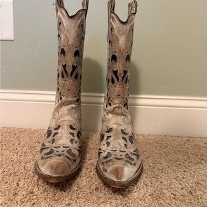 J.B. Dillon Tan and Brown Cowboy Boots